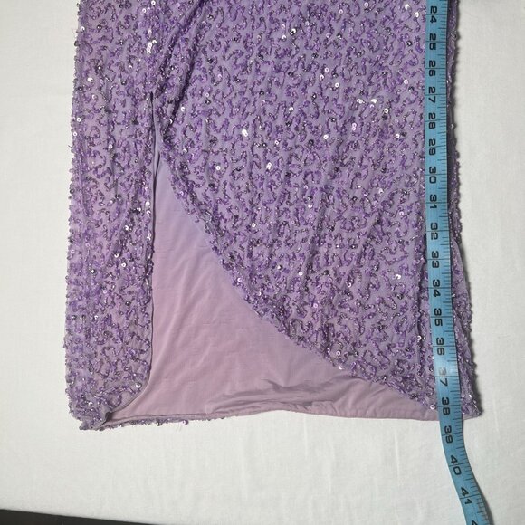 NWT Retrofete Jean Sequin Dress Lavender Purple Beaded Mini Off-Shoulder Medium - Picture 10 of 16